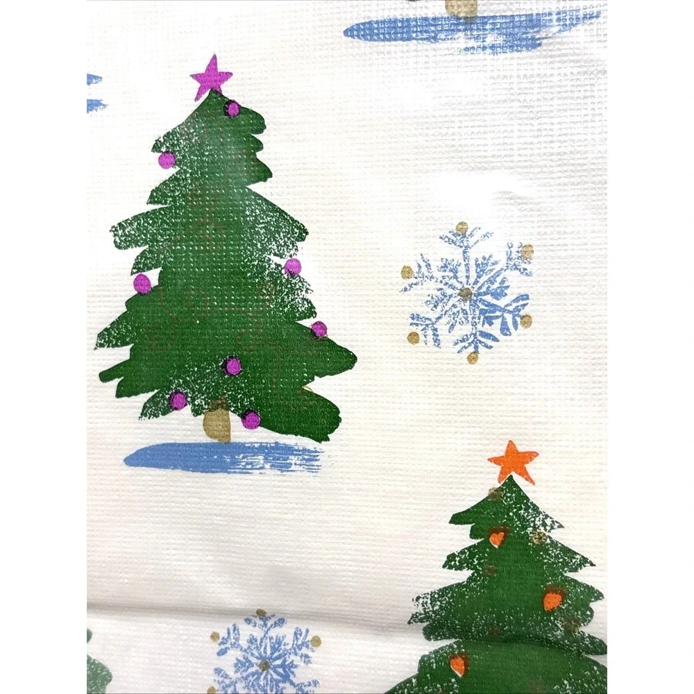 VTG Trim a Home Christmas Vinyl Tablecover 52x90 Oblong Holiday 90s Tree NOS